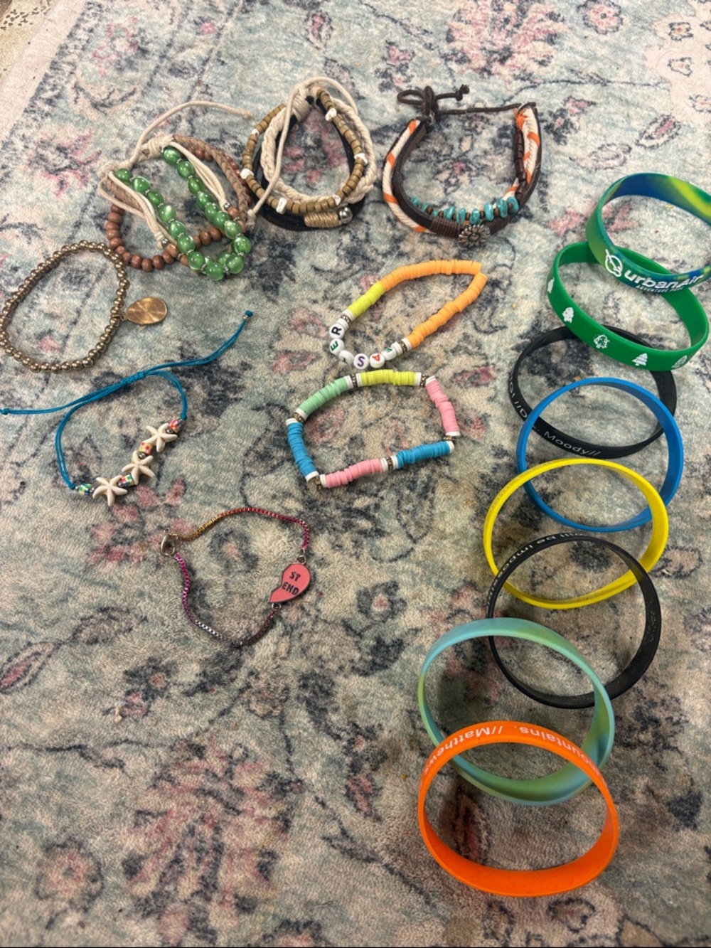 Mixed Boho Beaded and Silicone Bracelet Stack - Colorful assortment